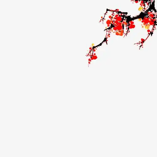 中国风红色桃花枝素材免抠素材免费下载_觅元素51yuansu.com