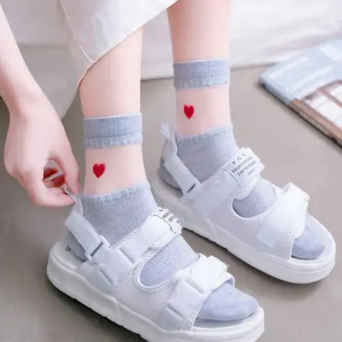 凉鞋袜子女ins潮水晶长袜