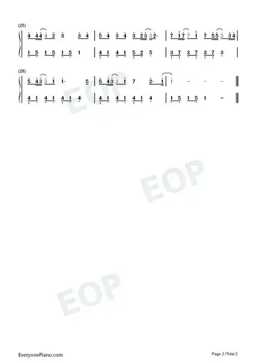 7710-c调简单版-等一杯温热的布丁解释我想见你的心-抖音双手简谱预览