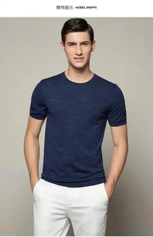 saint angelo/报喜鸟19夏季商务休闲男士短袖t恤 圆领花纱时尚短t