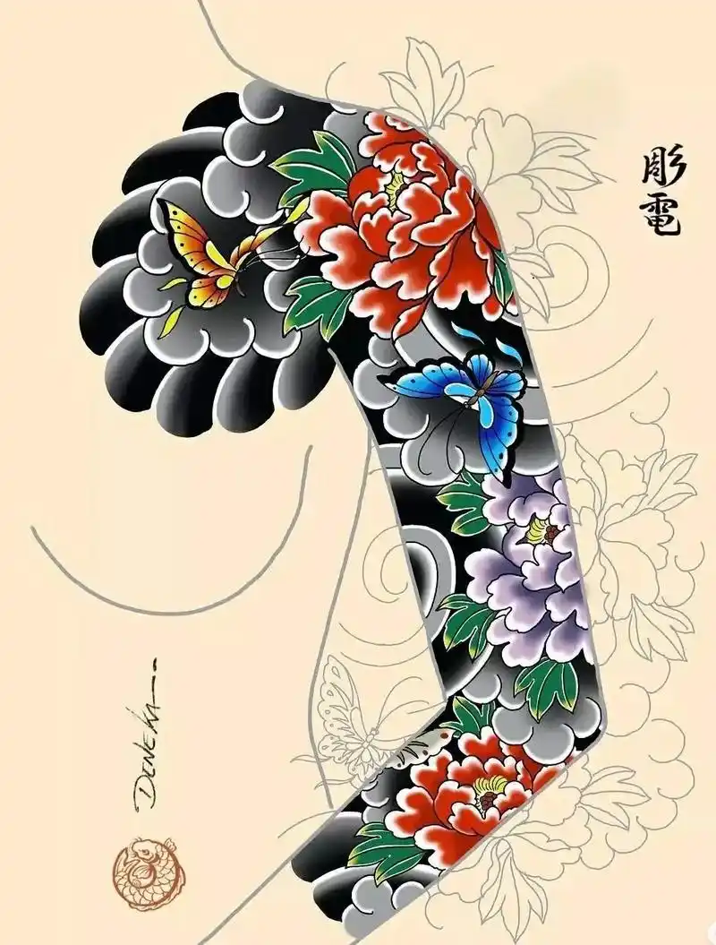 个性纹身图案花臂纹身手稿