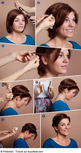 短发盘发,可能比较费事哦,最好找自己的小伙伴帮着一起弄,美美哒