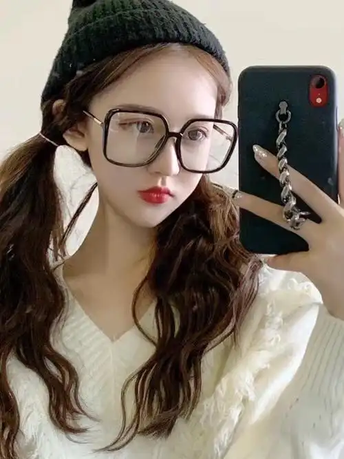 网红大黑框平光眼镜女防辐射韩版潮显瘦ins眼镜框方形