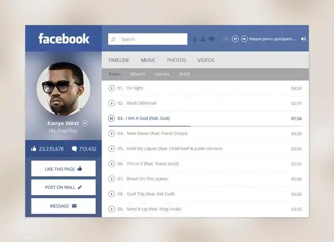 facebook软件界面ui