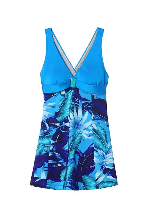 曼妮芬女士泳装 长三角带垫裙式连体游泳衣女21020333