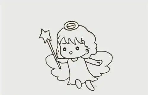 可爱有色小天使简笔画怎么画带翅膀女孩小天使简笔画教程图解