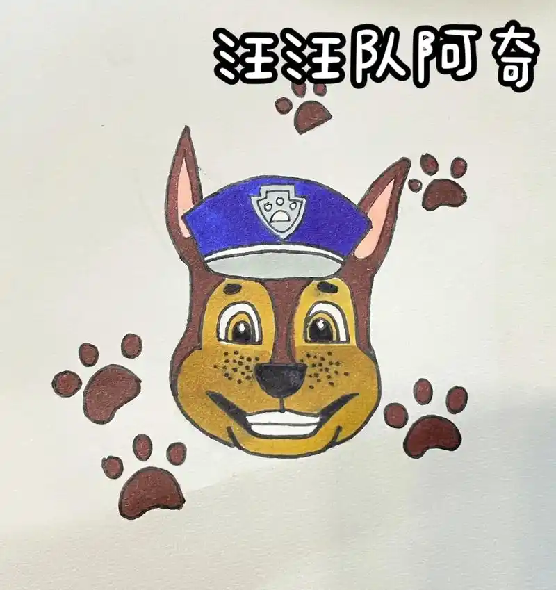 汪汪队阿奇简笔画儿童画.#简笔画 #兔年简笔画 - 抖音