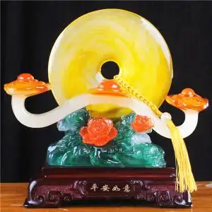 平安扣玉如意摆件 大号客厅办公室玄关电视酒柜结婚装饰 乔迁礼品
