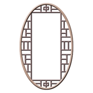 古风椭圆形木质窗户窗框素材