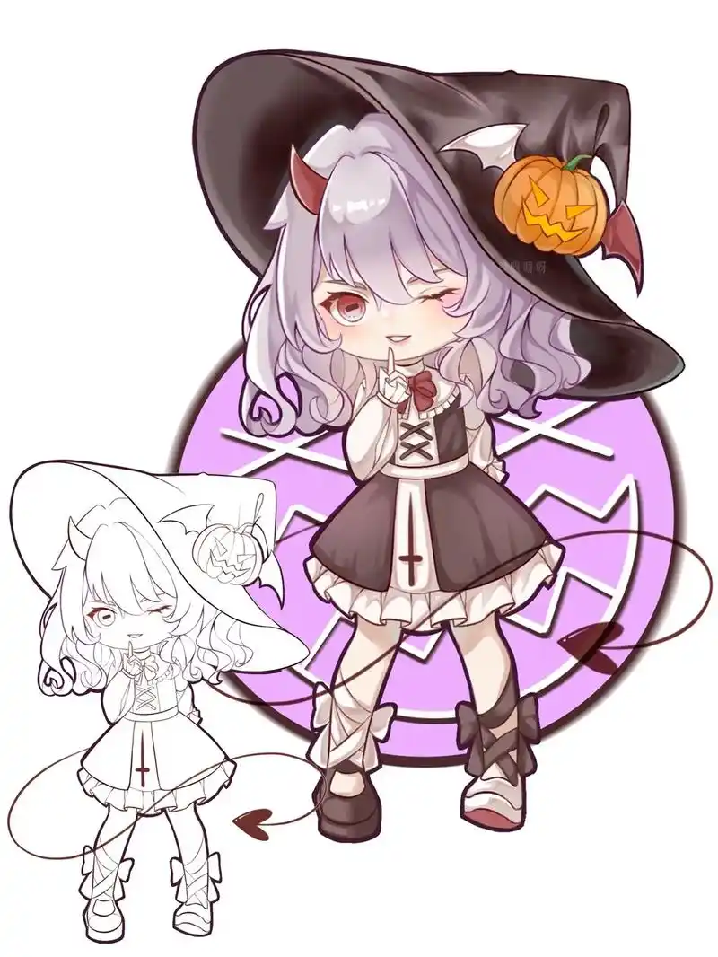 q版万圣节小魔女|q版可爱人物.姐妹们都喜欢什么样的万圣节装 - 抖音