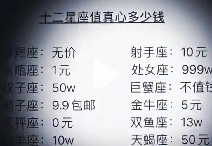12星座的真心值多少钱