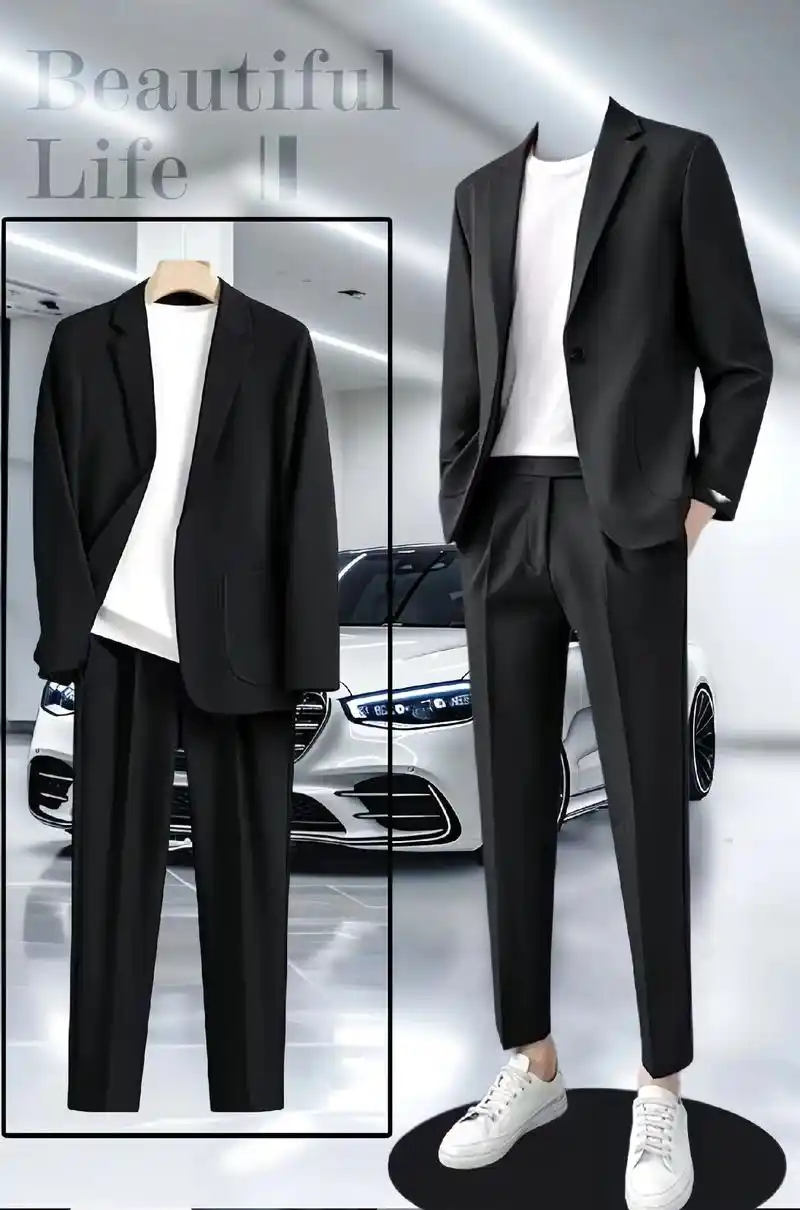 男士痞帅商务休闲西服套装