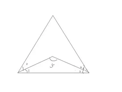 等边三角形内有一个等腰三角形,且∠1=∠2.∠3=∠4,求∠5的度数?