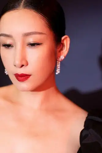 秦海璐黑色高开衩长裙性感图片写真_明星_美桌网