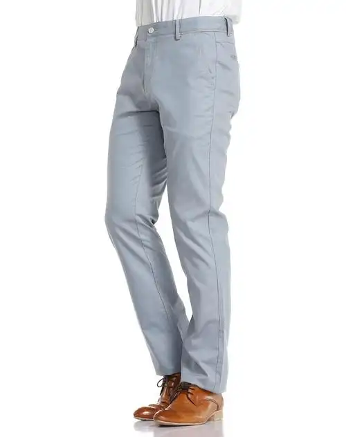 浅蓝灰色斯文简约休闲长裤