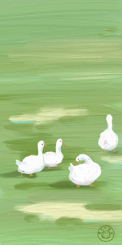 油画壁纸 - cr:@星河甜饼 插画 素材 ins 韩系 可爱 简约 手绘 动漫