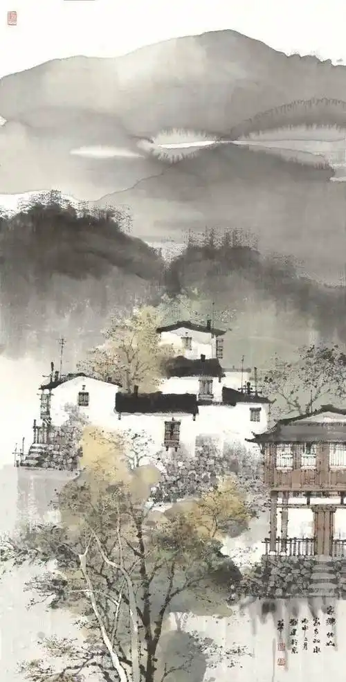 建筑水墨画