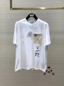 loewe/罗意威 24春夏新款熊猫卡通印花口袋拼接圆领短袖男t恤女