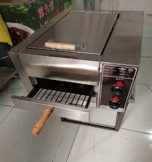 不锈钢材质三个控制开关电加热烧饼炉适合固定摊位使用