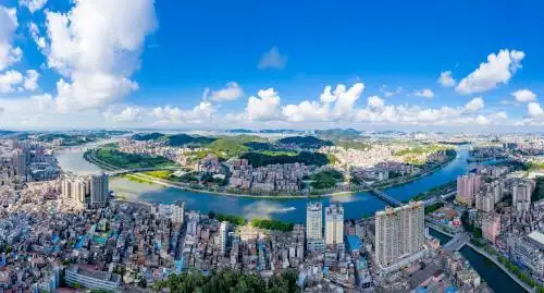 中国广东省东莞市虎门镇航拍风光