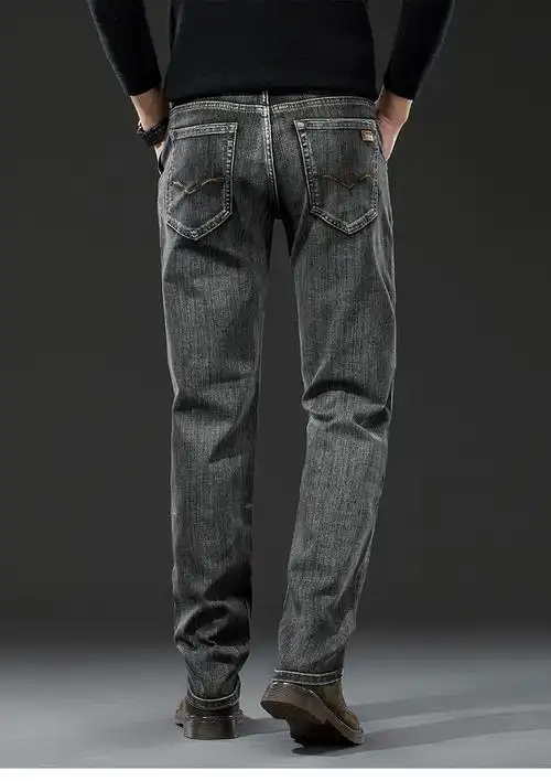 歌珀莱品牌牛仔裤男直筒烟灰色中年休闲裤子长裤男烟灰色28