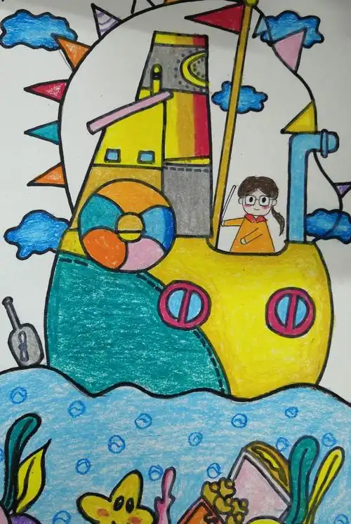 二附属幼儿园教师九月美术考核部分作品展示(主题:"乘风破浪的幼师")