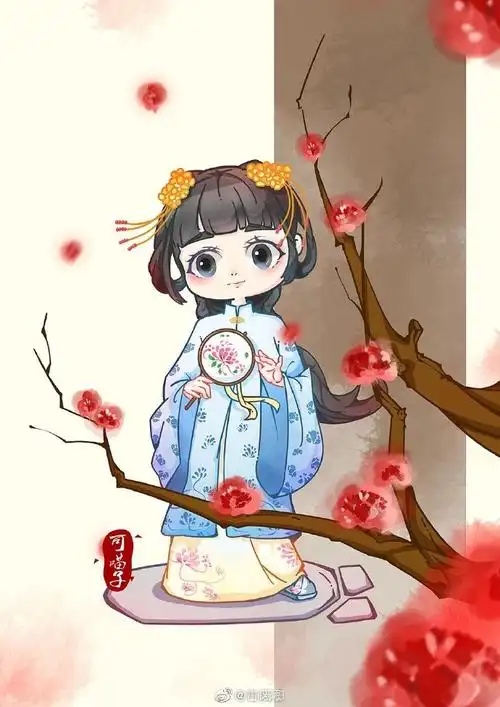 古风人物插画,q版#汉服#小可爱系列(画师@可喵子)#古风美少年##古风