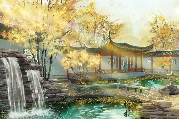 庭院 秋插画图片壁纸