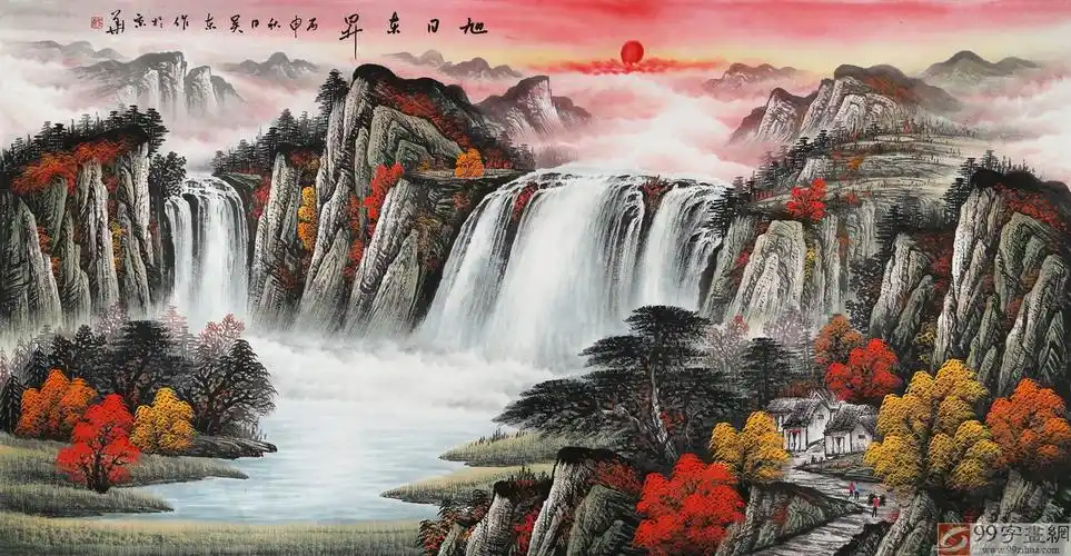 聚宝盆山水旺财画!