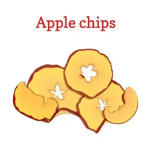 片的包装矢量图的苹果干果.片苹果脆片,烤美味孤立在白色背景.