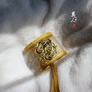 异人小筑原创设计古风百搭发饰飞鱼圆领汉服男款束发冠金网巾玉冠