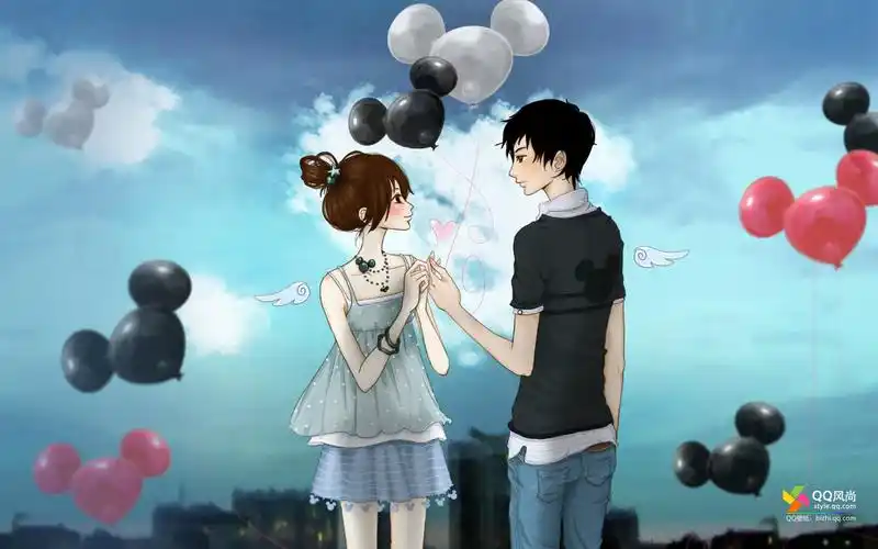 qq风尚,手绘,情侣,qq风尚,手绘,情侣,电脑壁纸,壁纸qq风尚手绘情侣