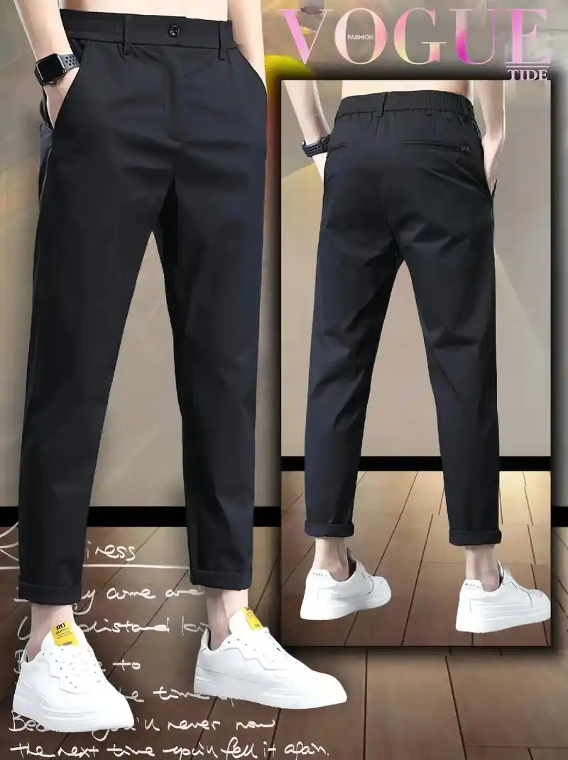 这款夏季薄款男士修身直筒男裤2024新款潮流裤子男真的太帅了!