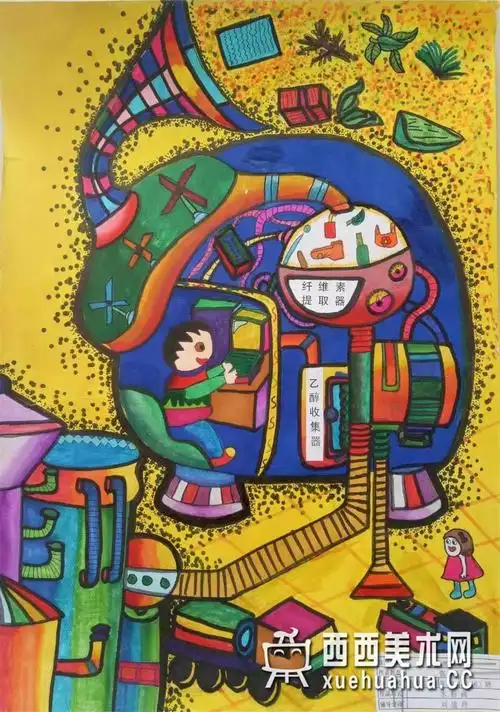 三等奖小学生获奖科幻画乙醇收集器赏析