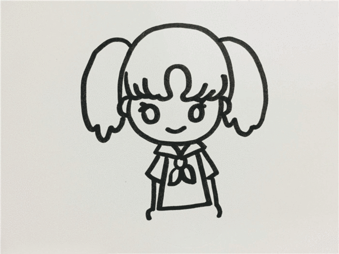 马尾辫女孩简笔画图片怎么画的 - 人物简笔画 - 老师板报网