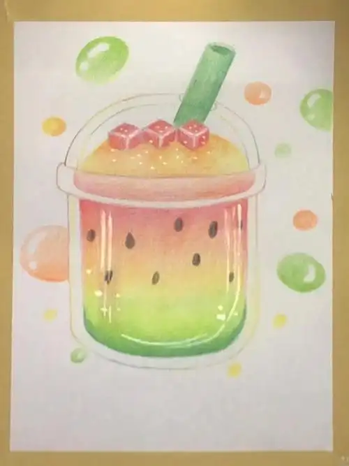 可爱西瓜饮品彩铅
