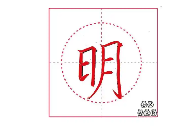 部编教材写字100字笔顺——明ppt