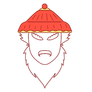 卡通手绘角色扮演鳌拜帽子胡子拍照贴图素材