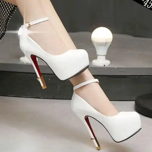 热销高跟鞋防水台细跟圆头夜店