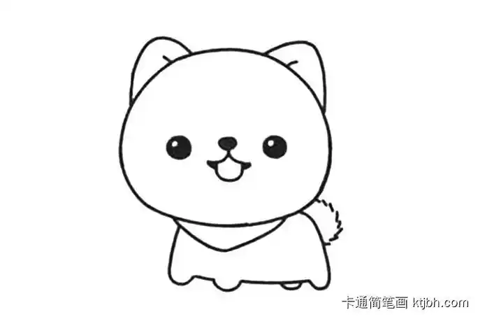 萌萌的博美犬小狗简笔画画法步骤