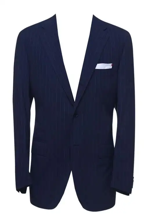 kiton四季150支羊毛提花条纹手工西服套装西服套装