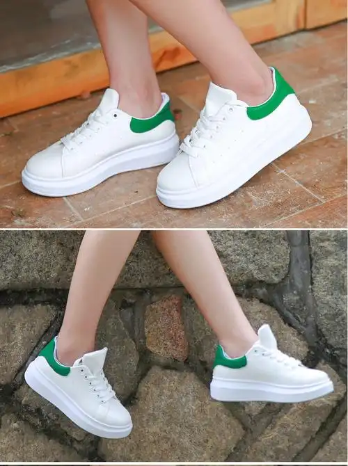 秋冬新款小白鞋厚底圆通鞋子平底女生韩版白色运动鞋内增高松糕鞋