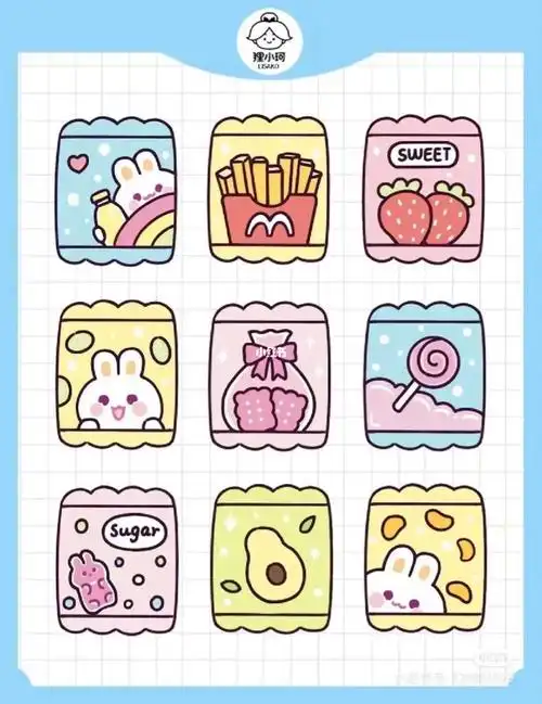 可可爱爱的零食简笔画