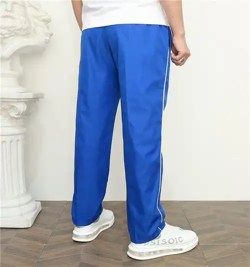 班黛菲 滑料校服裤子 夏季初高中校裤 带网藏青白边小学生校裤运动两