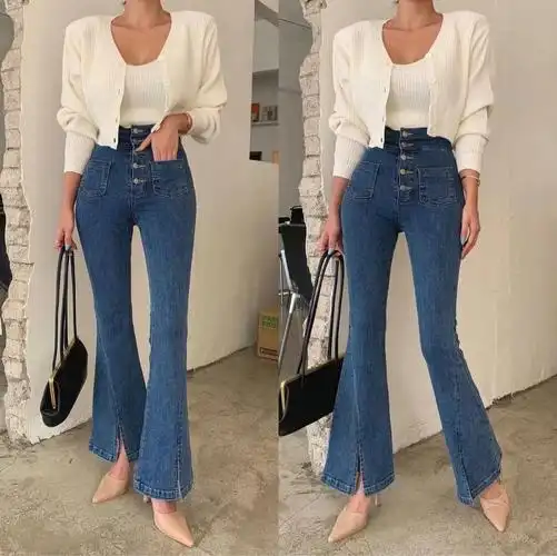 韩国高腰牛仔裤