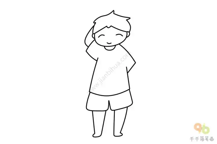 害羞的小男孩简笔画图片