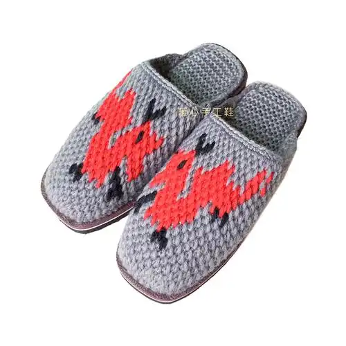 十二生肖图案拖鞋鼠牛虎兔龙蛇马羊猴鸡狗猪纯手工毛线家居鞋成品