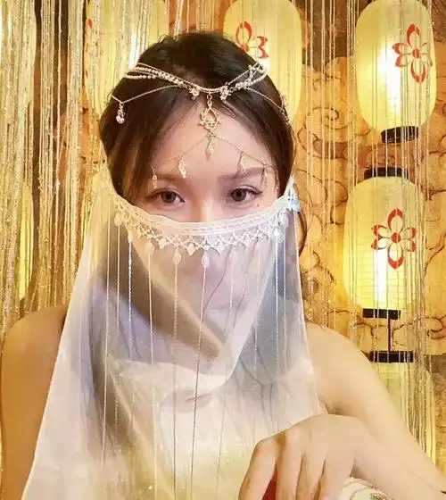 古风坠子雪纺酒红色遮面纱古代仙气汉服流苏吊坠配搭配面纱女包邮