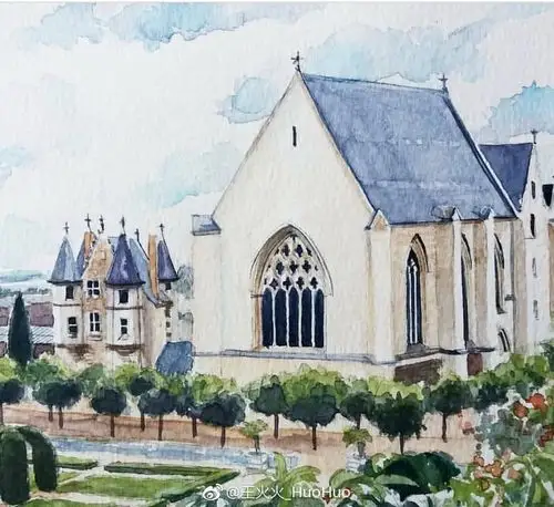 色彩非常优雅的水彩建筑手绘!from ins:cmoreauart