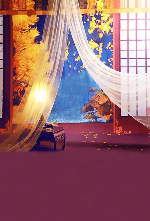 背景古装影楼主题网红古风喷绘写真pz1882花影背景布类